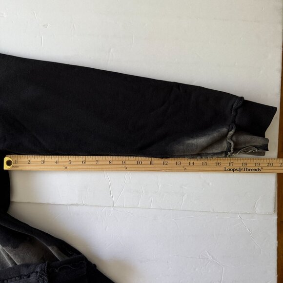 True Religion Black Bleach Dye Hoodie Frayed Details Front Pockets Mens Medium - Picture 12 of 16